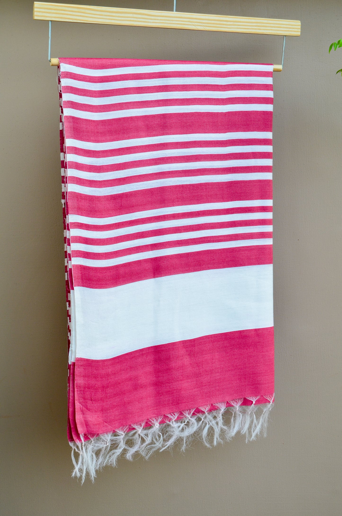 Unisex Deep Maroon Fine Striped Handwoven Cotton Silk Stole