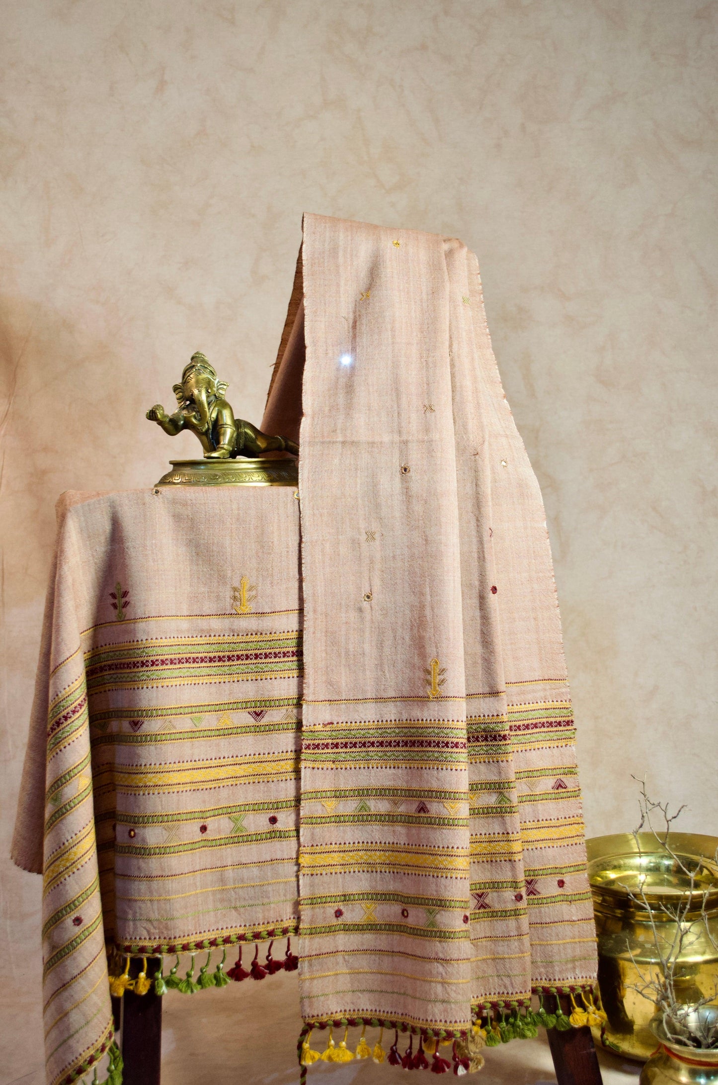 Pure Merino Wool Jaal Buti Mirror Stole 01 - Pinaachi