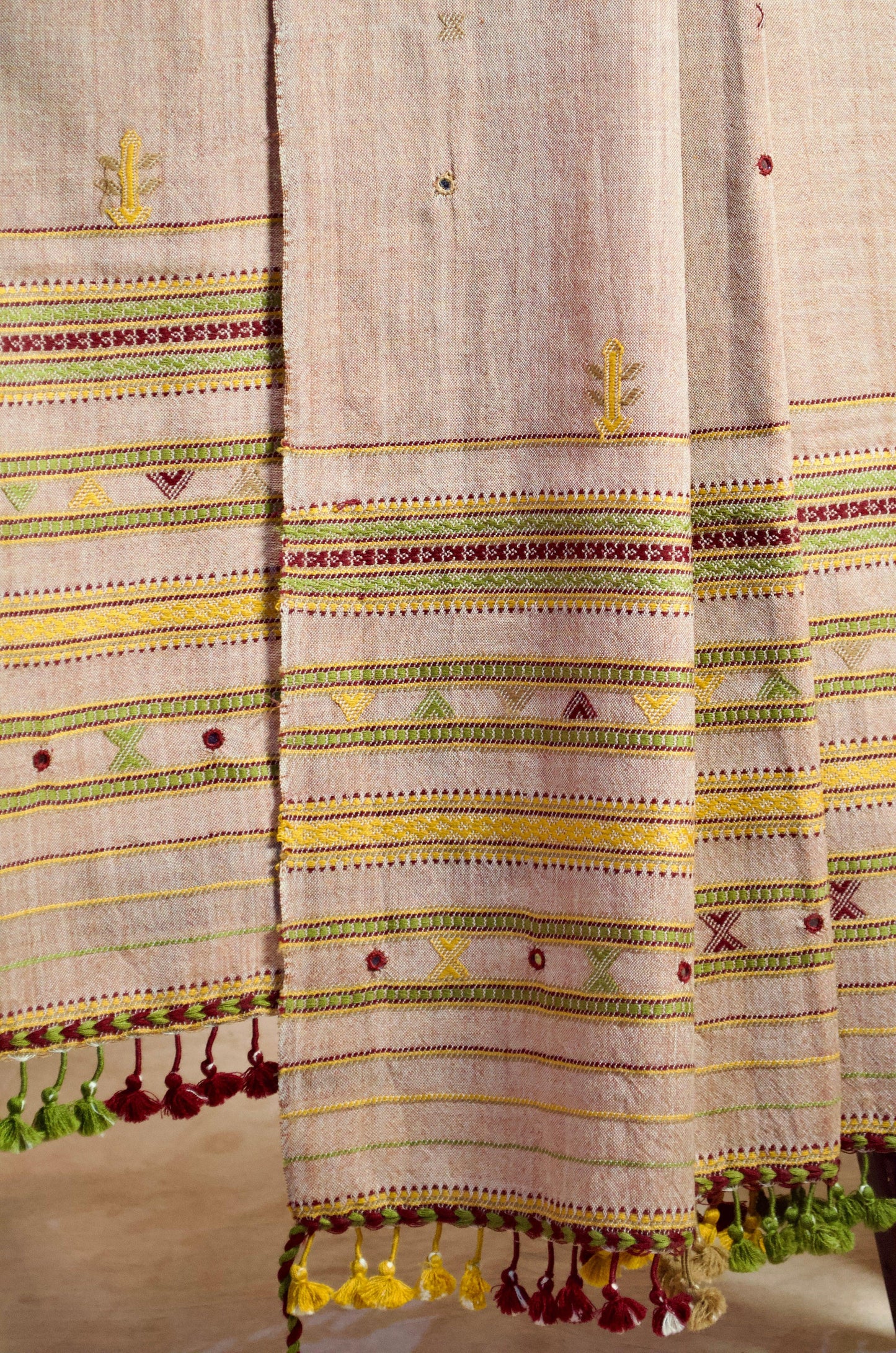 Pure Merino Wool Jaal Buti Mirror Stole 01 - Pinaachi