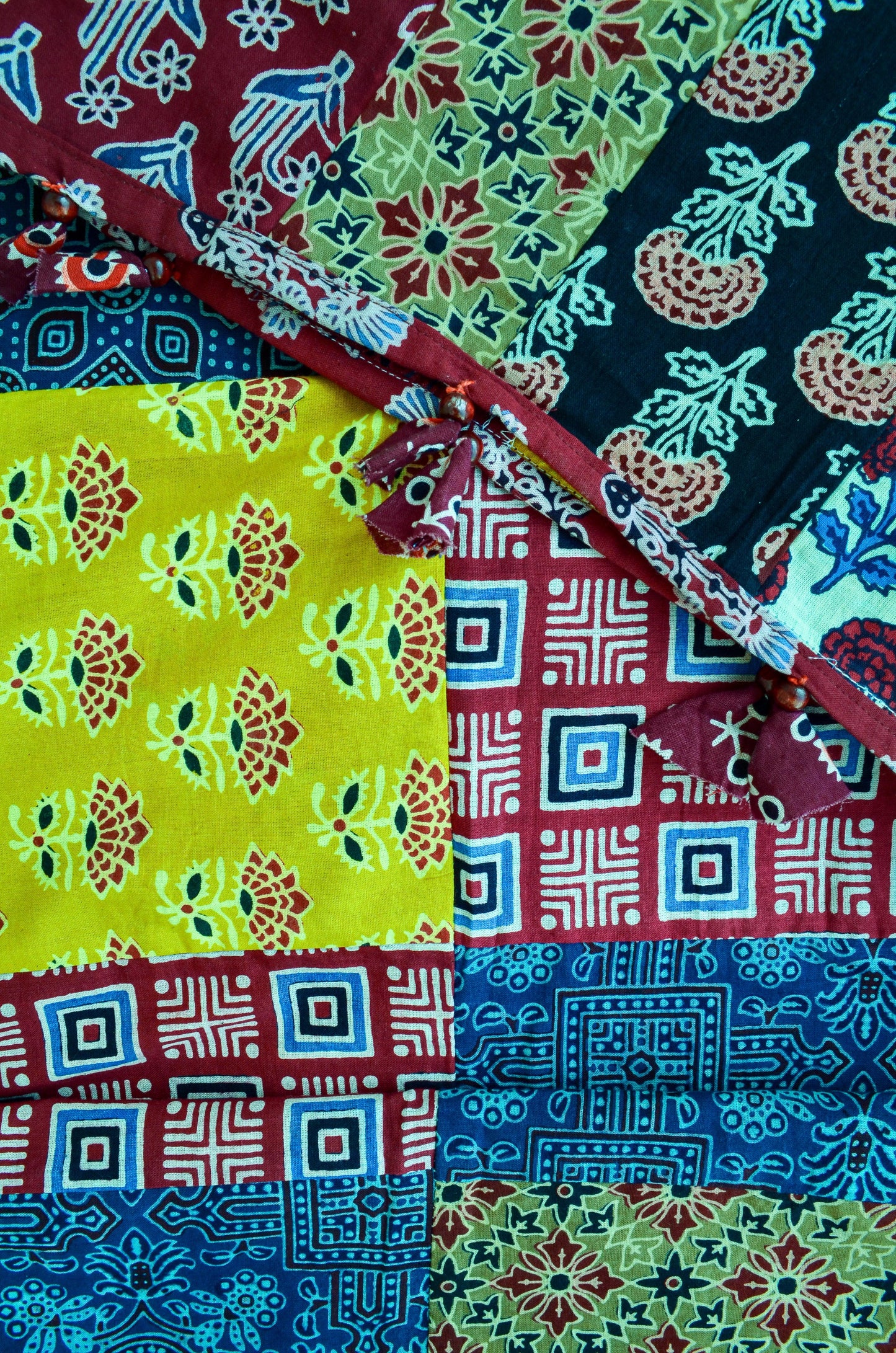 Ajrakh cotton patchwork dupatta featuring vibrant colors and intricate patterns for stylish ensembles