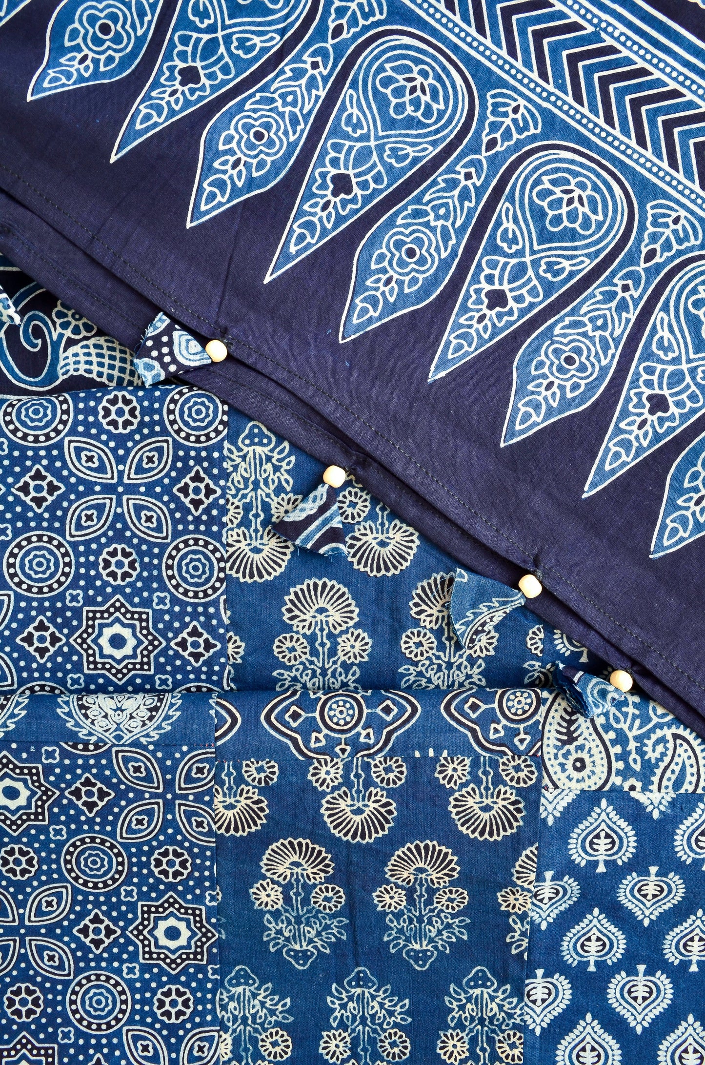 Ajrak hand block printed dupatta featuring intricate blue patterns and elegant designs for stylish outfits