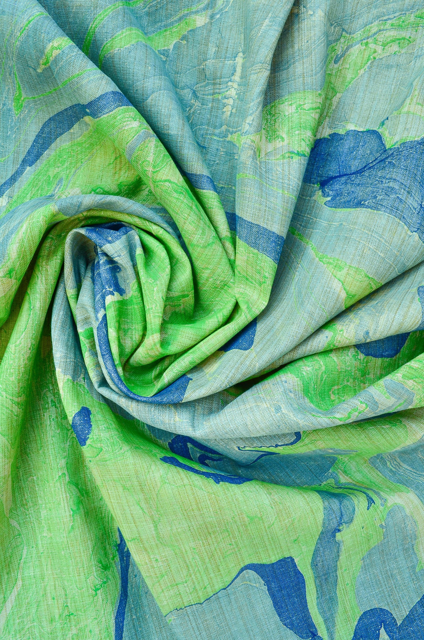 Handwoven cotton marble print dupatta in vibrant green and blue shades, perfect for stylish layering