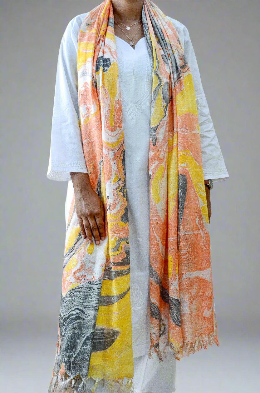 Pinaachi handwoven cotton silk marble dupatta in vibrant colors for a stylish and elegant look