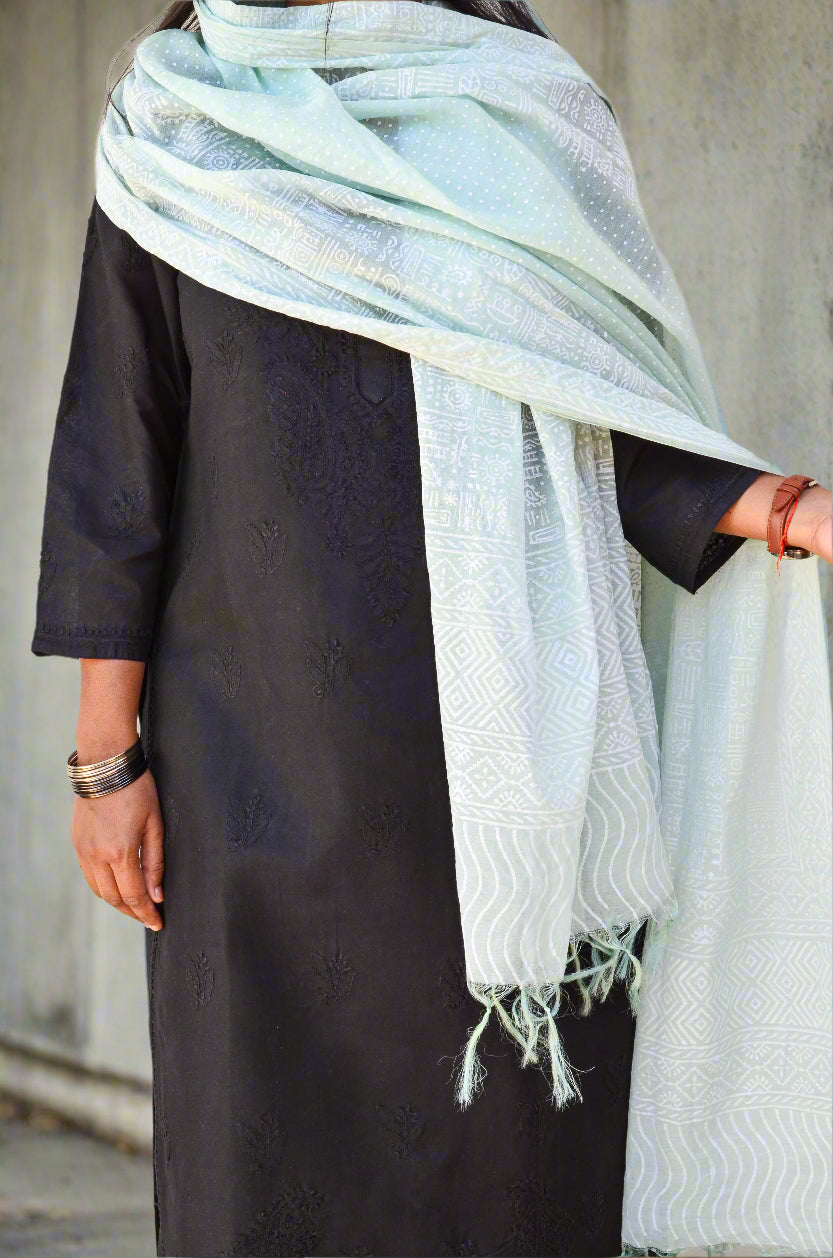 Elegant Khari print Chanderi silk dupatta in soft pastel color, perfect for pairing with traditional outfits