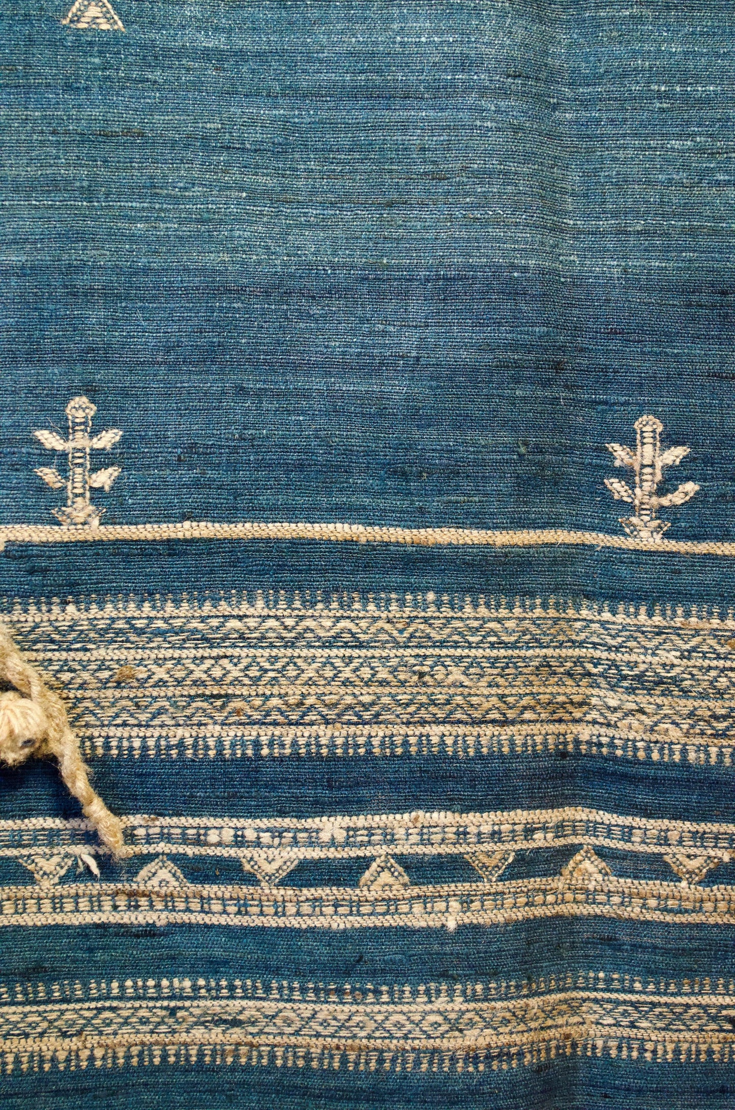 Pankaj Bhimji Vankar Merino wool indigo shawl with intricate embroidery and rich blue tones
