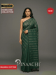 Pinaachi Handloom Bottle Green Zari Stripe Mulmul Cotton Saree