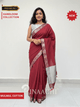 Pinaachi Handloom Deep Red with Zari Mulmul Cotton Saree