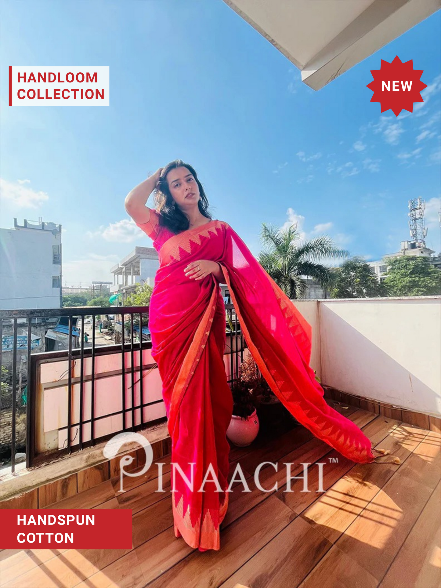 Pinaachi Vedika Handloom Pink Cotton Saree