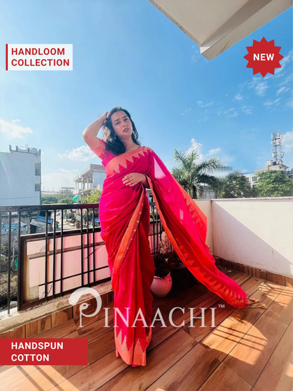 Pinaachi Vedika Handloom Pink Cotton Saree