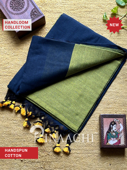 Pinaachi Samya Handloom Olive Green Dual Color Cotton Saree