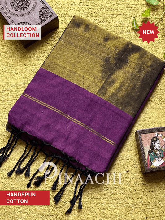 Pinaachi Svarna Handloom Orchid Purple Cotton Saree with Zari