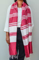 Unisex Deep Maroon Offbeat Striped Handwoven Cotton Silk Stole