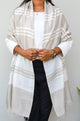 Unisex Gray Offbeat Striped Handwoven Cotton Silk Stole