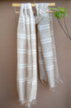 Unisex Gray Classic Striped Handwoven Cotton Silk Stole