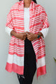 Unisex Coral Pink Fine Striped Handwoven Cotton Silk Stole