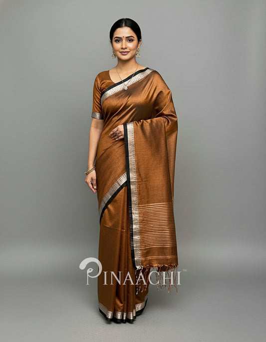 Pinaachi Handloom Coffee Mul Tissue Saree