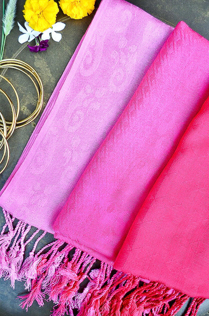 Blush Ember - Pink Gradient Jacquard Stole - Pinaachi