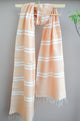 Unisex Soft Beige Classic Striped Handwoven Cotton Silk Stole