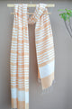 Unisex Soft Beige Fine Striped Handwoven Cotton Silk Stole
