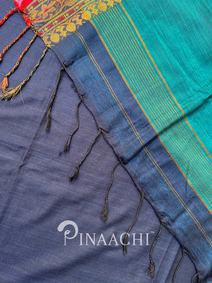 Pinaachi Handloom Navy Blue Cotton Silk Saree