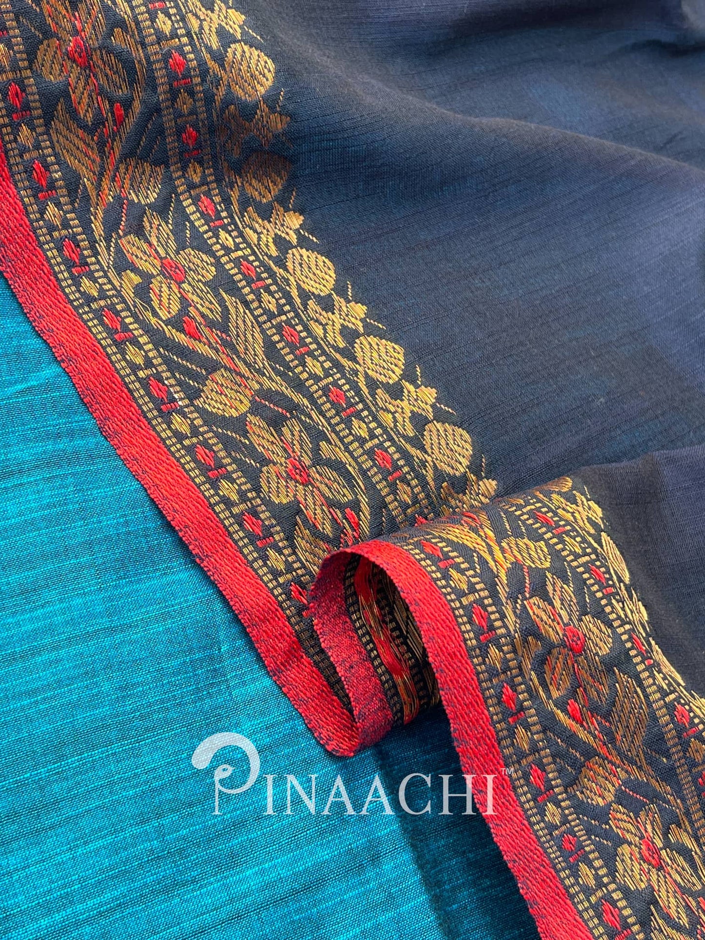 Pinaachi Handloom Navy Blue Cotton Silk Saree