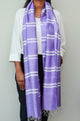 Unisex Lilac Classic Striped Handwoven Cotton Silk Stole