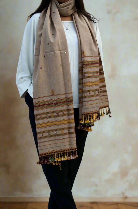 Pure Merino Wool Jaal Buti Mirror Stole 02