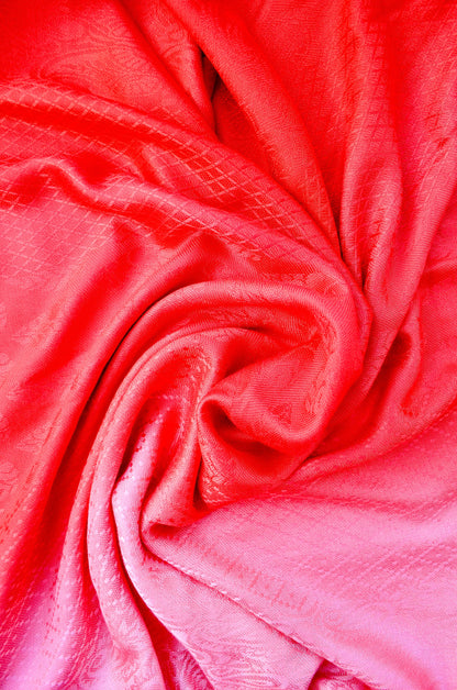 Pinaachi crimson jacquard stole in a luxurious soft texture with a vibrant pattern