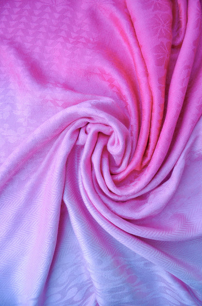 Light pink gradient jacquard stole featuring a smooth and luxurious texture