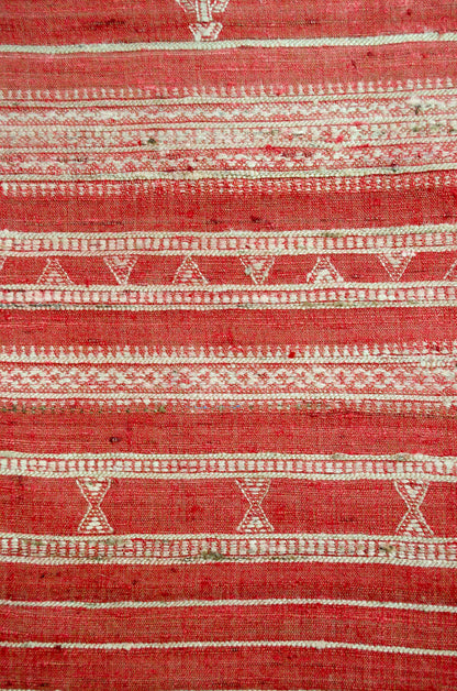 Handcrafted Merino wool Tasar silk stole with intricate red and white patterns