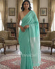 Pinaachi Handloom Sea Green Striped Mul Cotton Saree