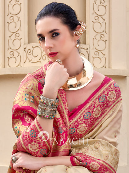 Elegant Pinaachi Banarasi silk saree for wedding with intricate designs and traditional charm