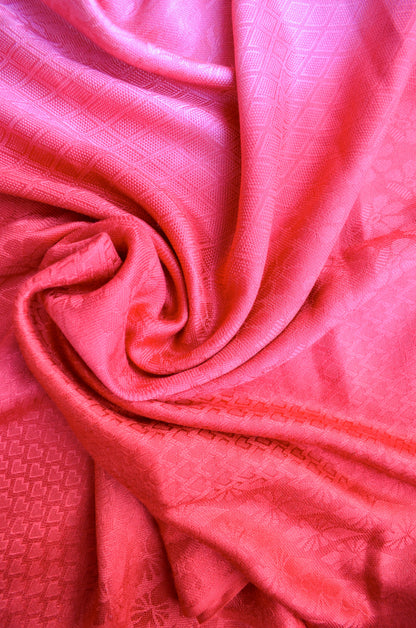 Red gradient jacquard stole with a soft texture and elegant design for stylish layering